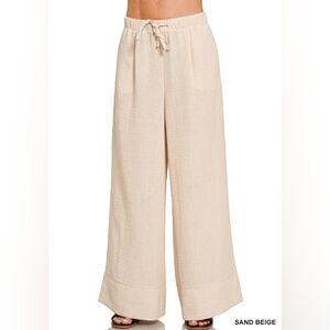 Elegant Cream Wide-Leg Pants